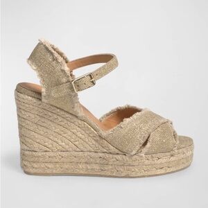 Castaner Bromelia Frayed Canvas Wedge Espadrilles Sz EU 39 Bohemian Vacation